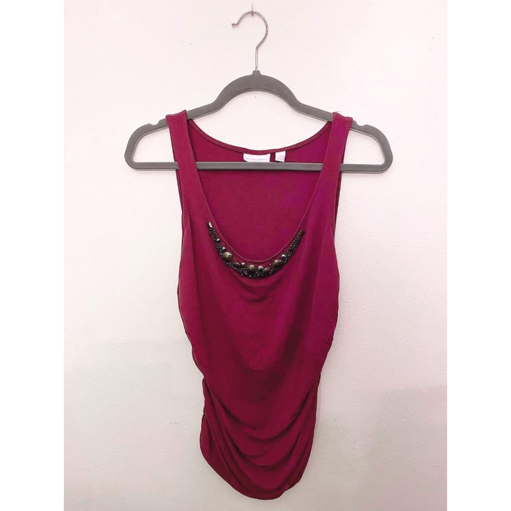 New York & Company Tank with Rhinestones Maroon Size M